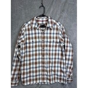 Marmot Flannel Shirt Mens Large L Brown Plaid Button Up Long Sleeve Outdoor